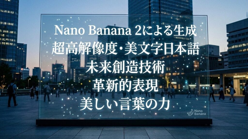 Nano Banana 2によって生成された、日本語が綺麗に表示されているイメージ画像