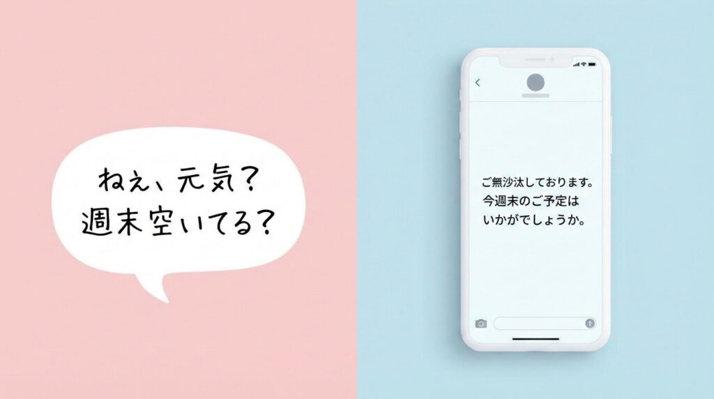 ypelessの入力画面。左側に話し言葉、右側にAIによって丁寧語に変換された後のテキスト。