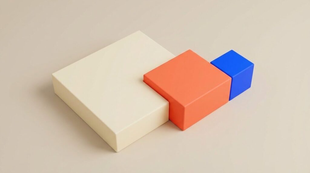 ベース、メイン、アクセントの割合を示した3色のカラーパレット